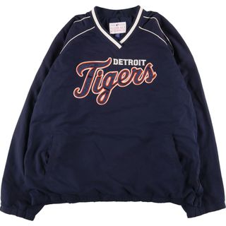 古着 MLB DETROIT TIGERS デトロイトタイガース Vネック ウォームアッププルオーバー メンズXL /eaa440274(ナイロンジャケット)