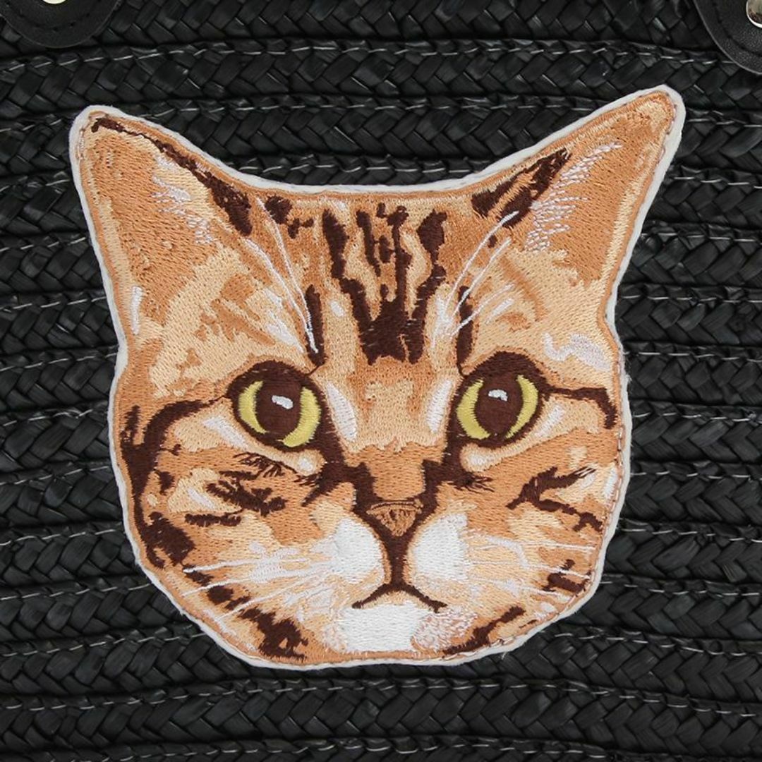 ねこ 刺繍 かごバッグ トートバッグ 猫 カゴバッグ C/アメショー レディースのバッグ(かごバッグ/ストローバッグ)の商品写真