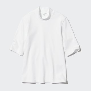 ユニクロ(UNIQLO)のUNIQLO ハイネックT ５分袖 L モックネック(Tシャツ(半袖/袖なし))