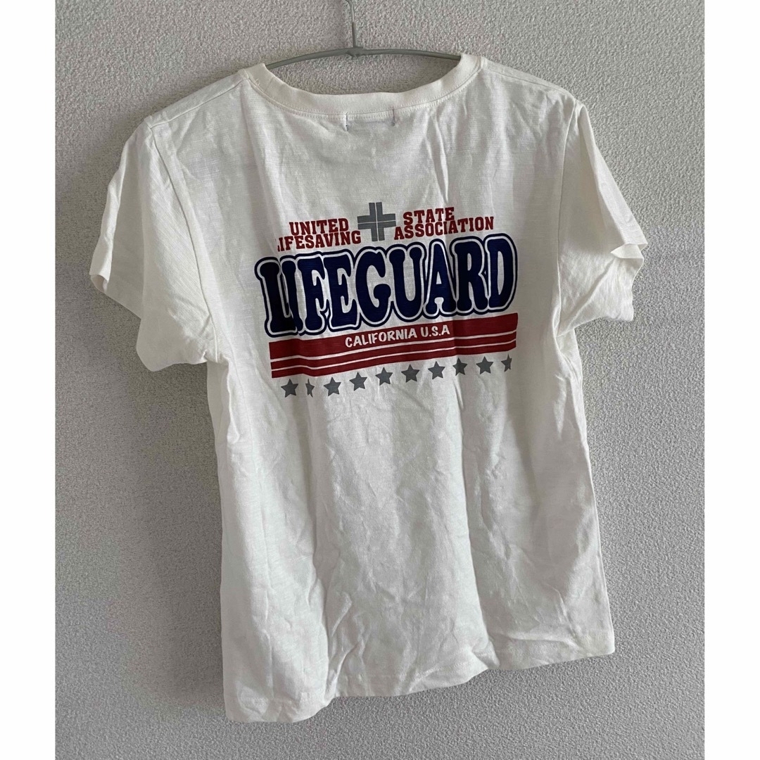 レディースM ライフガード　Tシャツ　白　バックプリント レディースのトップス(Tシャツ(半袖/袖なし))の商品写真