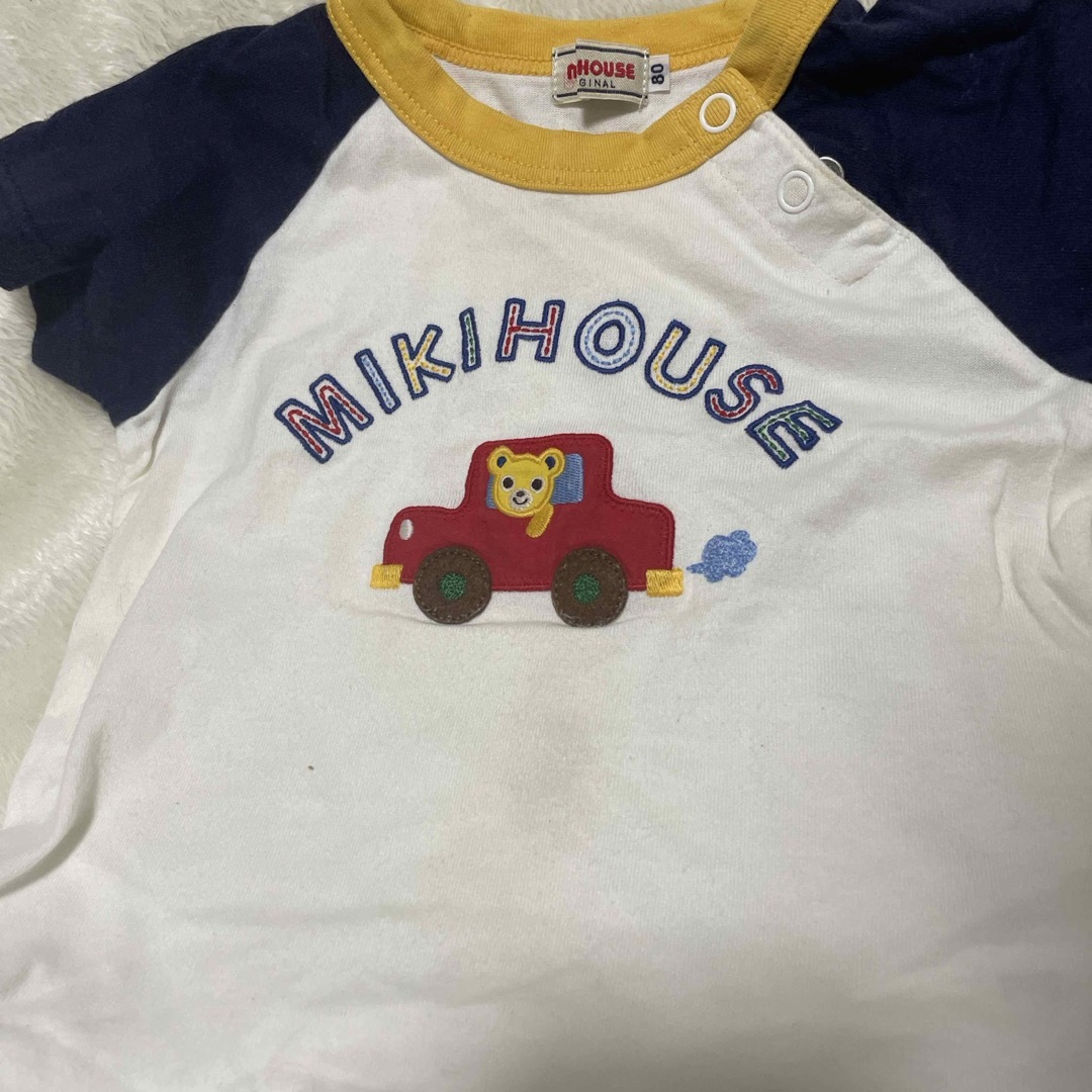 mikihouse(ミキハウス)のミキハウス 80 Tシャツ 難あり 中古 クマ 夏物  mikihouse キッズ/ベビー/マタニティのベビー服(~85cm)(Ｔシャツ)の商品写真