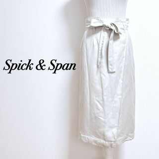 スピックアンドスパン(Spick & Span)のスピックアンドスパン　ウエストリボンラップ風スカート　リネンブレンド　ナチュラル(ロングスカート)