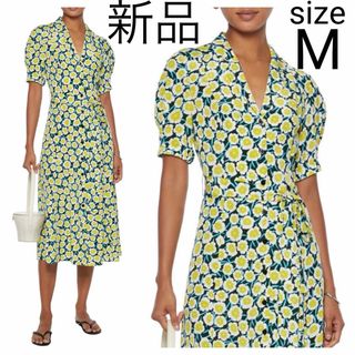 ダイアンフォンファステンバーグ(DIANE von FURSTENBERG)の新品 ダイアンフォンファステンバーグ ユリ柄ウエストリボンシルクシャツワンピース(ひざ丈ワンピース)