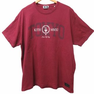 キスニューヨークシティ TOKYO プリントTシャツ カットソー 半袖 赤 L(Tシャツ/カットソー(半袖/袖なし))