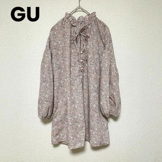 ジーユー(GU)のxx43 GU/花柄カットソー/フリルブラウス/7分袖/Mサイズ(シャツ/ブラウス(長袖/七分))