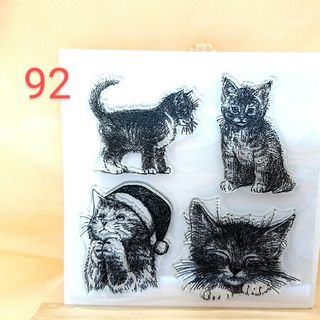 ９２．クリアスタンプ＊ねこ①(印鑑/スタンプ/朱肉)