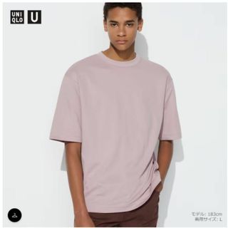 エアリズムコットンオーバーサイズTシャツ（5分袖）11 PINK　５月(Tシャツ/カットソー(半袖/袖なし))