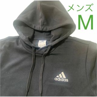 アディダスバイステラマッカートニー(adidas by Stella McCartney)のアディダス　パーカー　Ｍ　ブラック　メンズ　無地　黒　ポケット　新品　スウェット(パーカー)