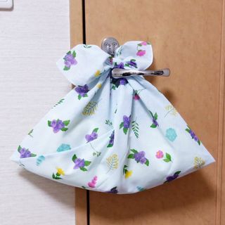 あずま袋〈ビオラ　ブルー〉エコバッグ、バッグインバッグ　ハンドメイド(エコバッグ)