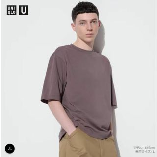 エアリズムコットンオーバーサイズTシャツ（5分袖）75 PURPLE　５月(Tシャツ/カットソー(半袖/袖なし))