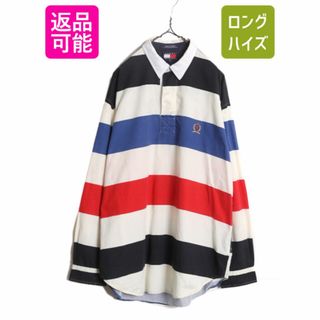 90's トミーヒルフィガー ボーダー コットン プルオーバー 長袖 シャツ メンズ L / 90年代 TOMMY HILFIGER 長袖シャツ ラガーシャツ タイプ(シャツ)