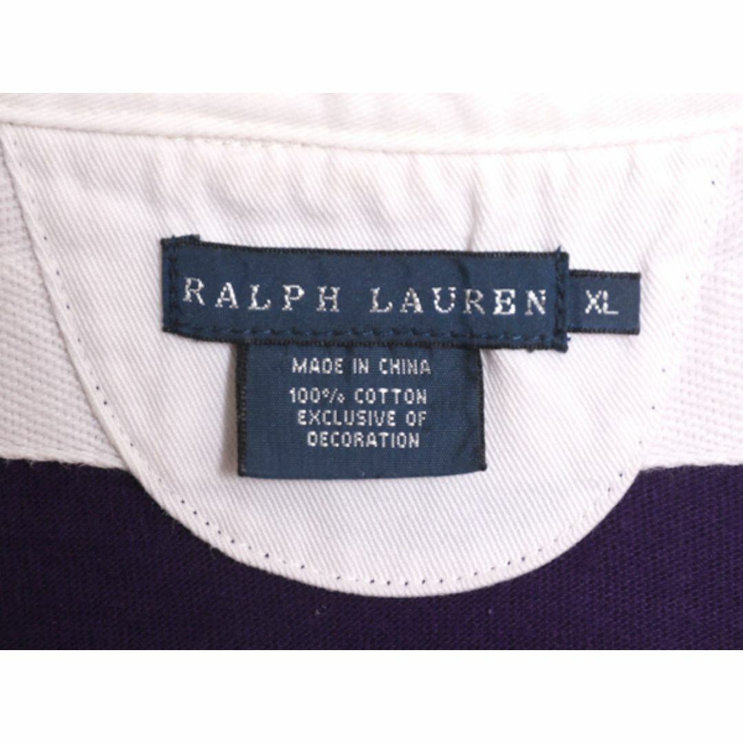 Ralph Lauren(ラルフローレン)のラルフローレン 長袖 ラガー シャツ レディース XL / 古着 ポロ 長袖シャツ ラグビーシャツ ヘビーウェイト ポケット付き ナンバリング 紫 レディースのトップス(シャツ/ブラウス(長袖/七分))の商品写真