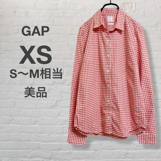 ギャップ(GAP)の美品　GAP ギャップ　ギンガムチェックシャツ　オレンジ　XS  大人可愛い　春(シャツ/ブラウス(長袖/七分))