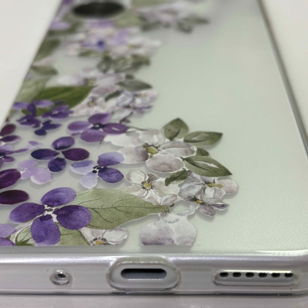 Libero 5G Ⅳ クリア 紫 花 ソフトケース カバー 透明 スマホ/家電/カメラのスマホアクセサリー(Androidケース)の商品写真