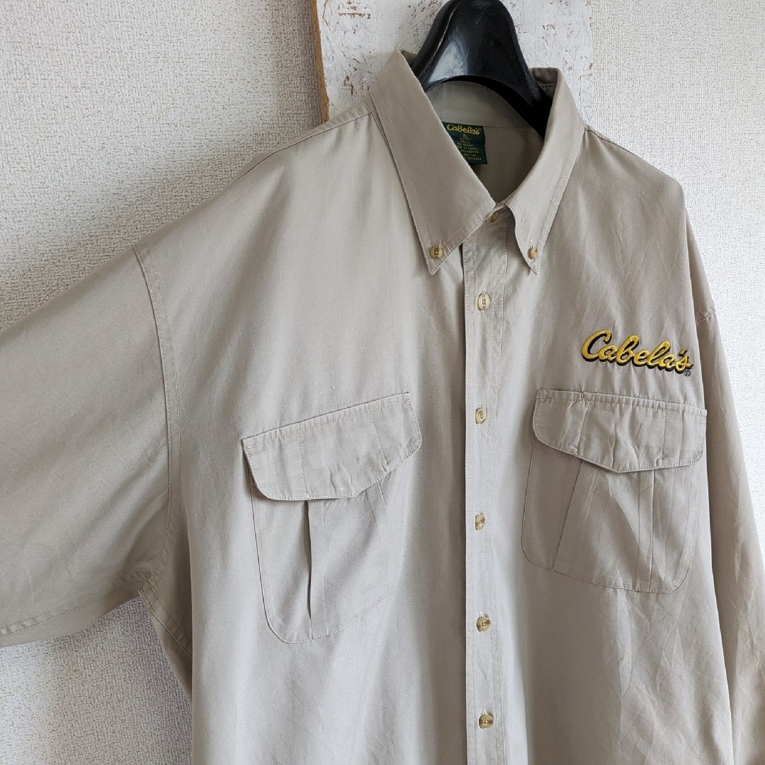 エルエルビーン　長袖シャツ　サファリシャツ　ベージュ　グレー　コットン　M メンズのトップス(シャツ)の商品写真
