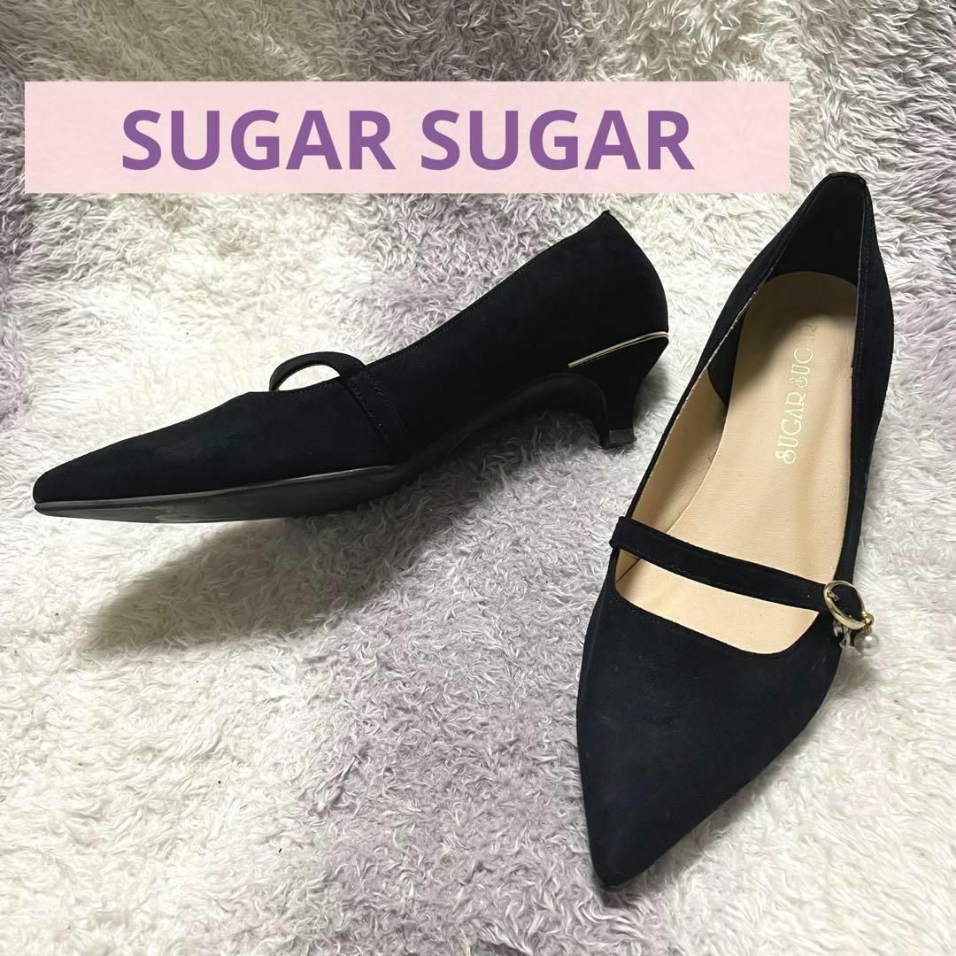 Sugar Sugar(シュガーシュガー)のs280 SUGAR SUGAR パンプス 黒 ポインテッドトゥ ワンポイント レディースの靴/シューズ(ハイヒール/パンプス)の商品写真