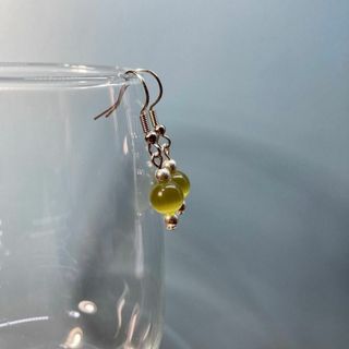 ピアス　キャッツアイピアス(グラスグリーン)  パワーストーンピアス S 