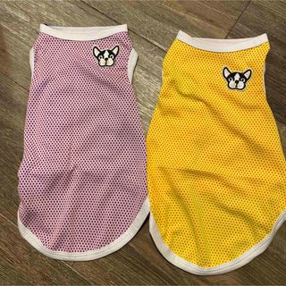 【2枚】L 犬　小型　中型　メッシュ　春　夏　服　通気性　ピンク　イエロー(犬)