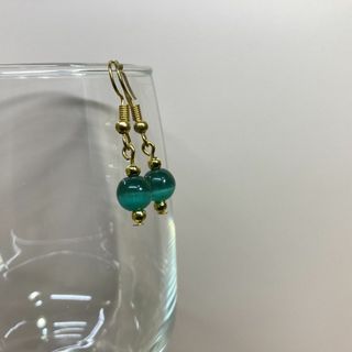 ピアス　キャッツアイピアス(ダークグリーン)  パワーストーンピアス G (イヤリング)