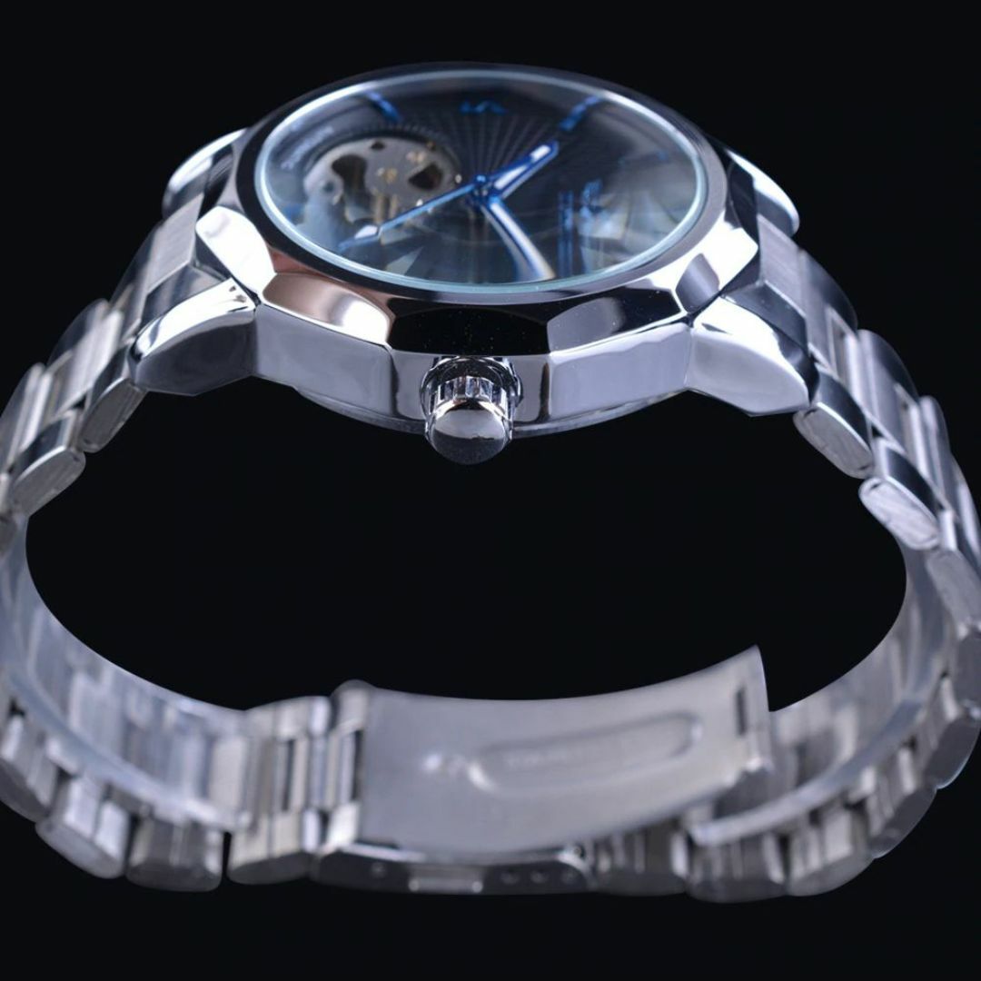 WINNER社 メンズ腕時計 自動巻きシルバーｘブラック ステンレススケルトン メンズの時計(腕時計(アナログ))の商品写真