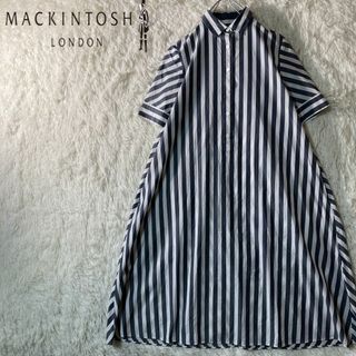 MACKINTOSH - 美品 マッキントッシュロンドン シャツワンピース Aライン ストライプ 38 M