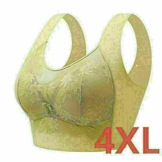 zシームレスブラジャー 育乳 ナイトブラ ノンワイヤー バストアップ 黄緑4XL(その他)