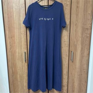 To b. by agnès b. - アニエスベー　ロング　ワンピース　ネイビー　ホワイトロゴ　Tシャツワンピ