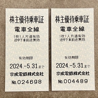 京成電鉄 株主優待乗車証 2枚(鉄道乗車券)