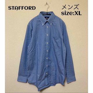 STAFFORD ストライプ ボタンダウンシャツ USA輸入古着 XL(シャツ)