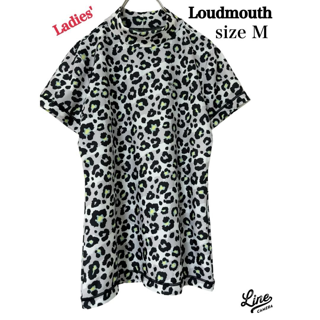 Loudmouth(ラウドマウス)の試着のみ美品！モックシャツ　モックネック　レディースM  レオパード　ハイネック スポーツ/アウトドアのゴルフ(ウエア)の商品写真