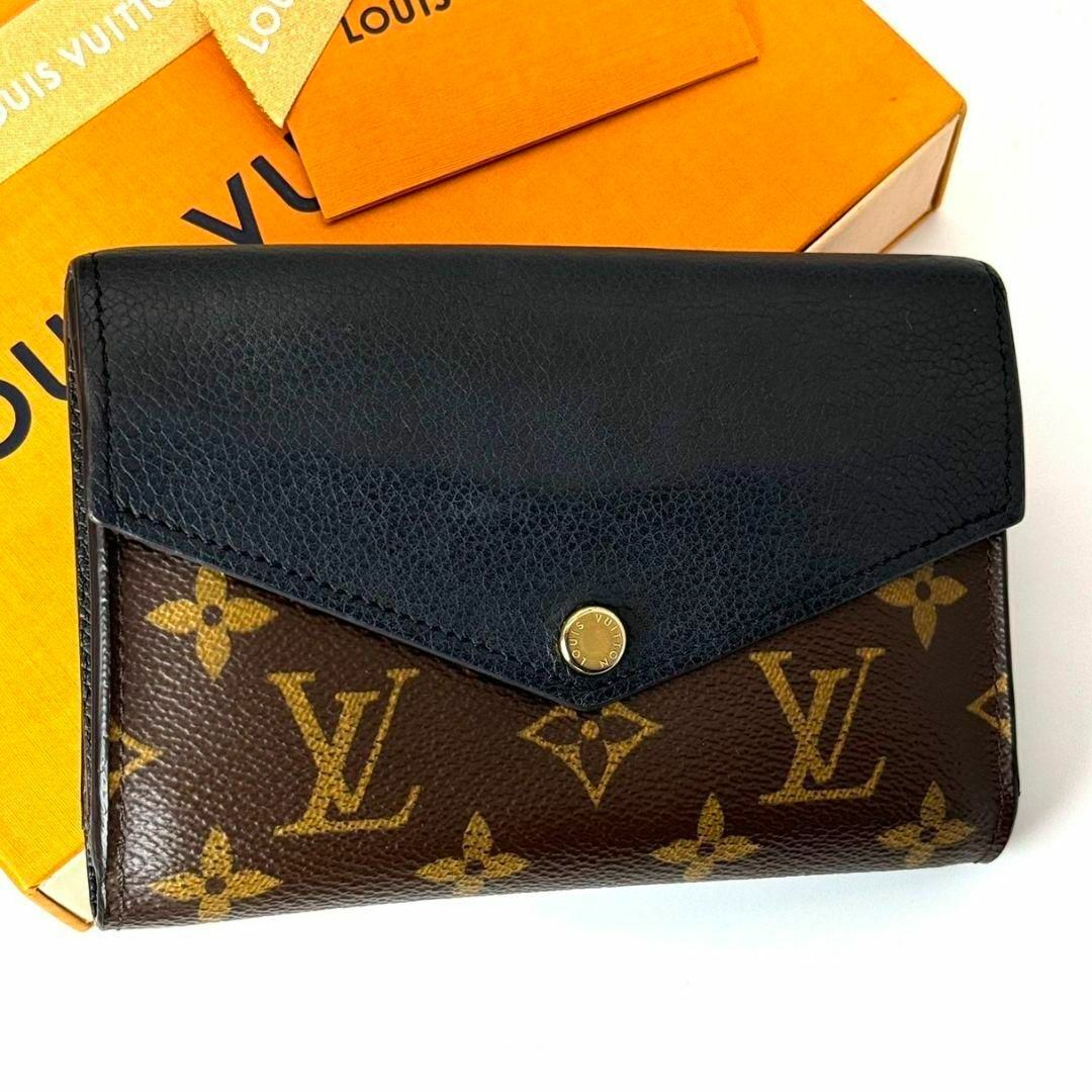 LOUIS VUITTON(ルイヴィトン)の美品 ルイヴィトン モノグラム ポルトフォイユ パラス コンパクト 黒 折り財布 レディースのファッション小物(財布)の商品写真