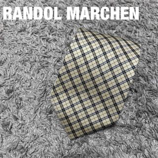 メンズ　ネクタイ　RANDOL MARCHEN  チェック柄　黄色　絹(ネクタイ)