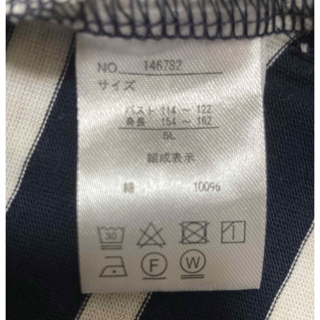 トップス 綿 100 Tシャツ チュニック 大きいサイズ 5L ボーダー 半袖 レディースのトップス(Tシャツ(半袖/袖なし))の商品写真