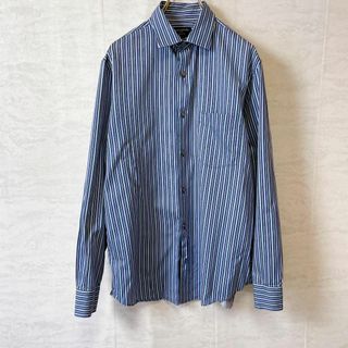 バナナリパブリック(Banana Republic)のバナリパ　青ブルーストライプ　長袖シャツ　サイズＭ　薄手シャツ　メンズ　古着(シャツ)