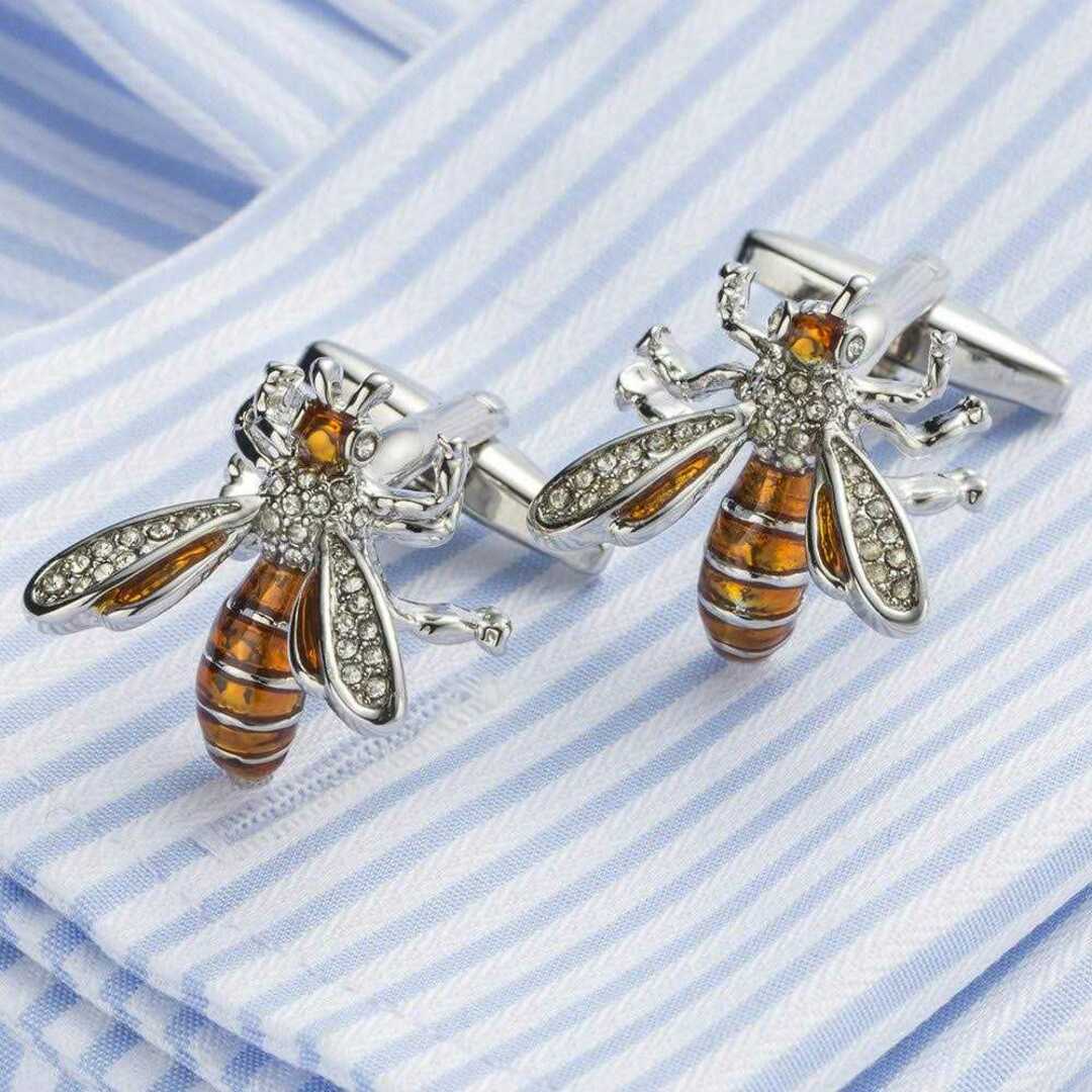 蜜蜂モチーフ カフスボタン カフスリンクス タイピン メンズのファッション小物(カフリンクス)の商品写真
