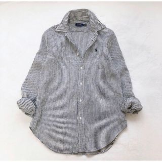 ポロラルフローレン(POLO RALPH LAUREN)のRALPH LAUREN ラルフローレン　ストライプ　リネンシャツ　ブラック(シャツ/ブラウス(長袖/七分))