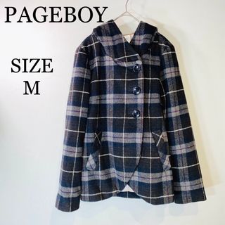 ページボーイ(PAGEBOY)のPAGEBOY ページボーイ　フード付きコート　ジャケット　ウール使用　黒色　M(ピーコート)