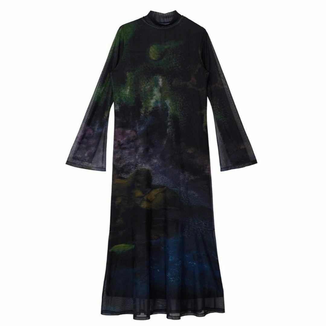 Ameri VINTAGE(アメリヴィンテージ)の新品 AMERI NUANCE ART LAYERED SHEER DRESS レディースのワンピース(ロングワンピース/マキシワンピース)の商品写真