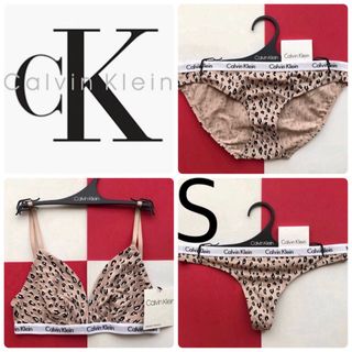 カルバンクライン(Calvin Klein)のレア 新品 下着 USA カルバンクライン ブラ ショーツ 3点セット 豹柄 S(ブラ&ショーツセット)