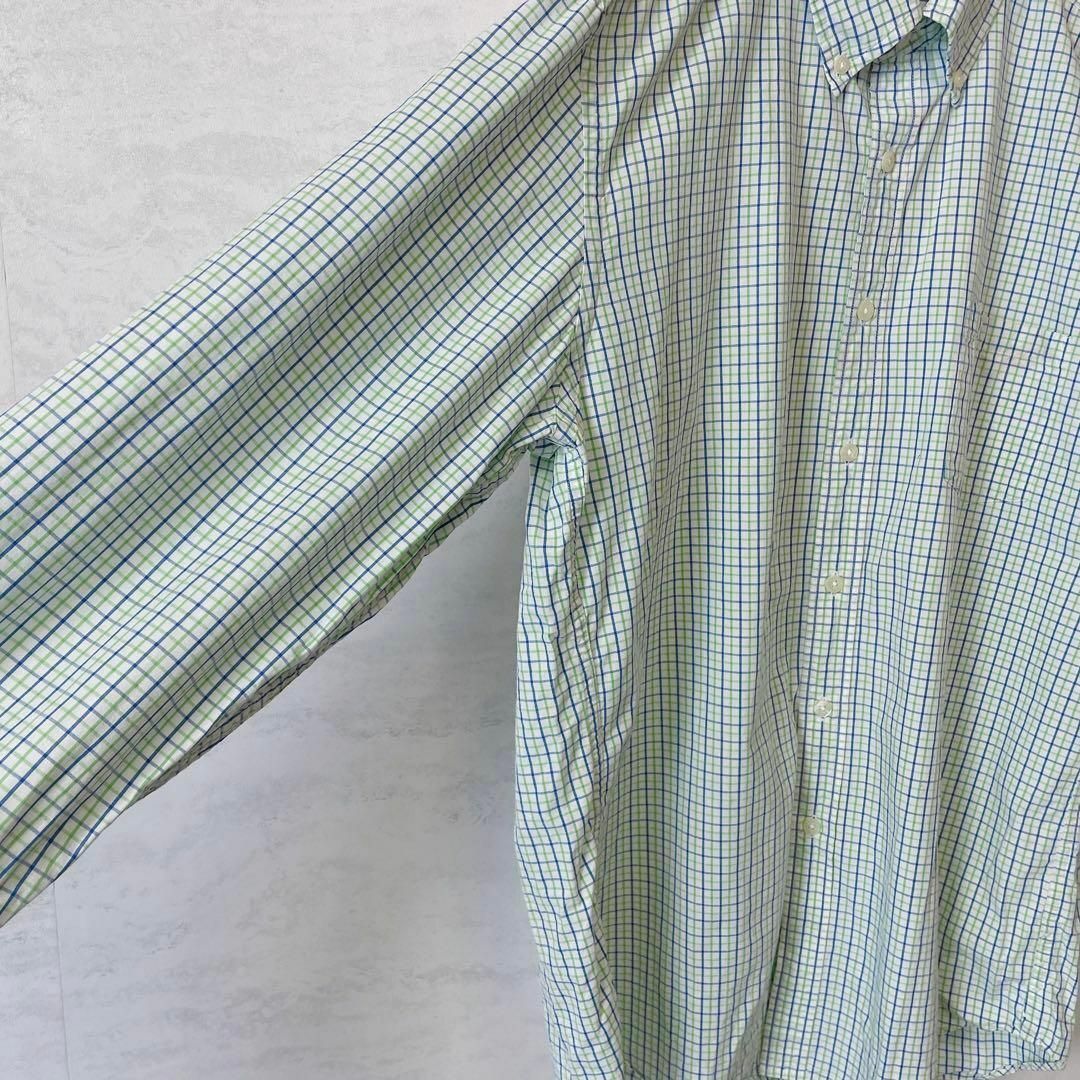 JCREW　ジェイクルー　緑系ギンガムチェック　BD長袖シャツ　サイズＬ　古着 メンズのトップス(シャツ)の商品写真