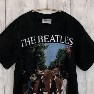 一番人気デザイン　ビートルズ　アビーロード　黒ブラック　サイズＭ　メンズ　古着(Tシャツ/カットソー(半袖/袖なし))