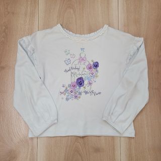 メゾピアノ(mezzo piano)の678【120】メゾピアノ　鳥かごプリントTシャツ　サックス(Tシャツ/カットソー)