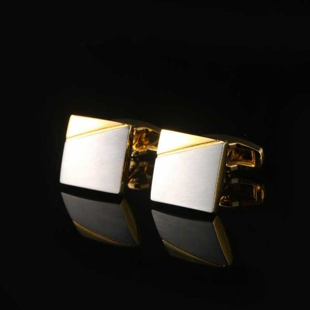 角型 シルバーゴールド カフスボタン no5-06 メンズのファッション小物(カフリンクス)の商品写真