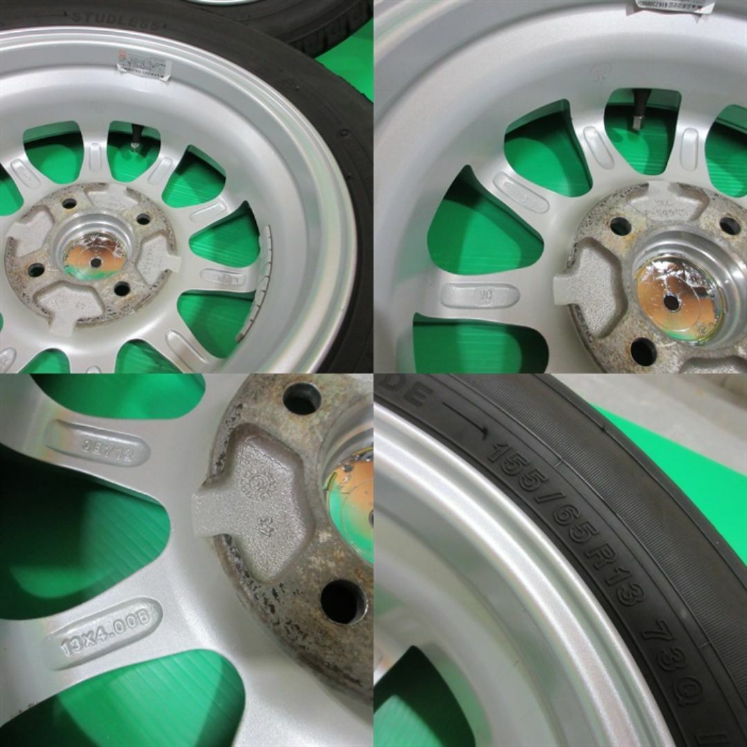 良品 ルークス155/65R13 2022年バリ山スタッドレス ライフ ワゴンR 自動車/バイクの自動車(タイヤ・ホイールセット)の商品写真