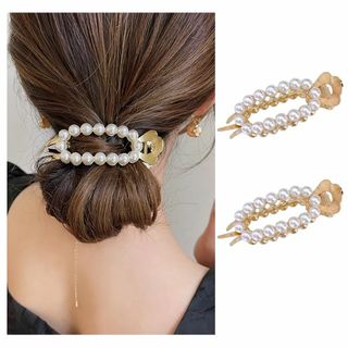 happykau バンスクリップ 2個セット ヘアクリップ ヘアアクセサリー 纏(その他)