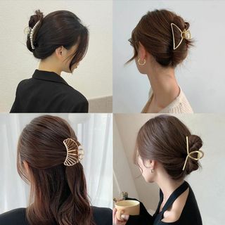 HAYAKUTODOKI ヘアクリップ バンスクリップ メタル髪留めクリップ 強(その他)