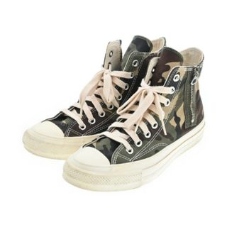 CONVERSE ADDICT スニーカー 24.5cm 茶xカーキ(迷彩) 【古着】【中古】(スニーカー)