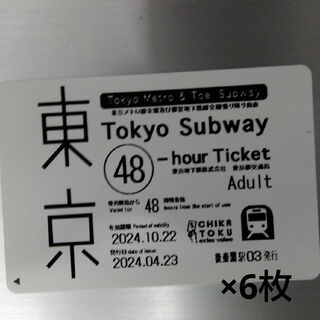 Tokyo Subway　東京メトロ都営地下鉄全線　サブウェイ　48時間乗り放題(鉄道乗車券)