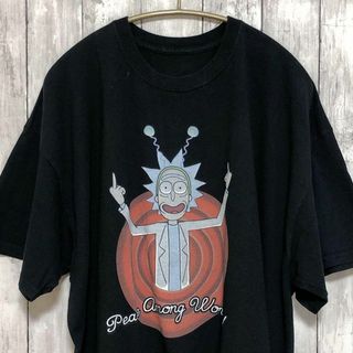 リックアンドモーティー　サイズ2ＸＬ　黒ブラック　アメリカアニメ　メンズ古着(Tシャツ/カットソー(半袖/袖なし))