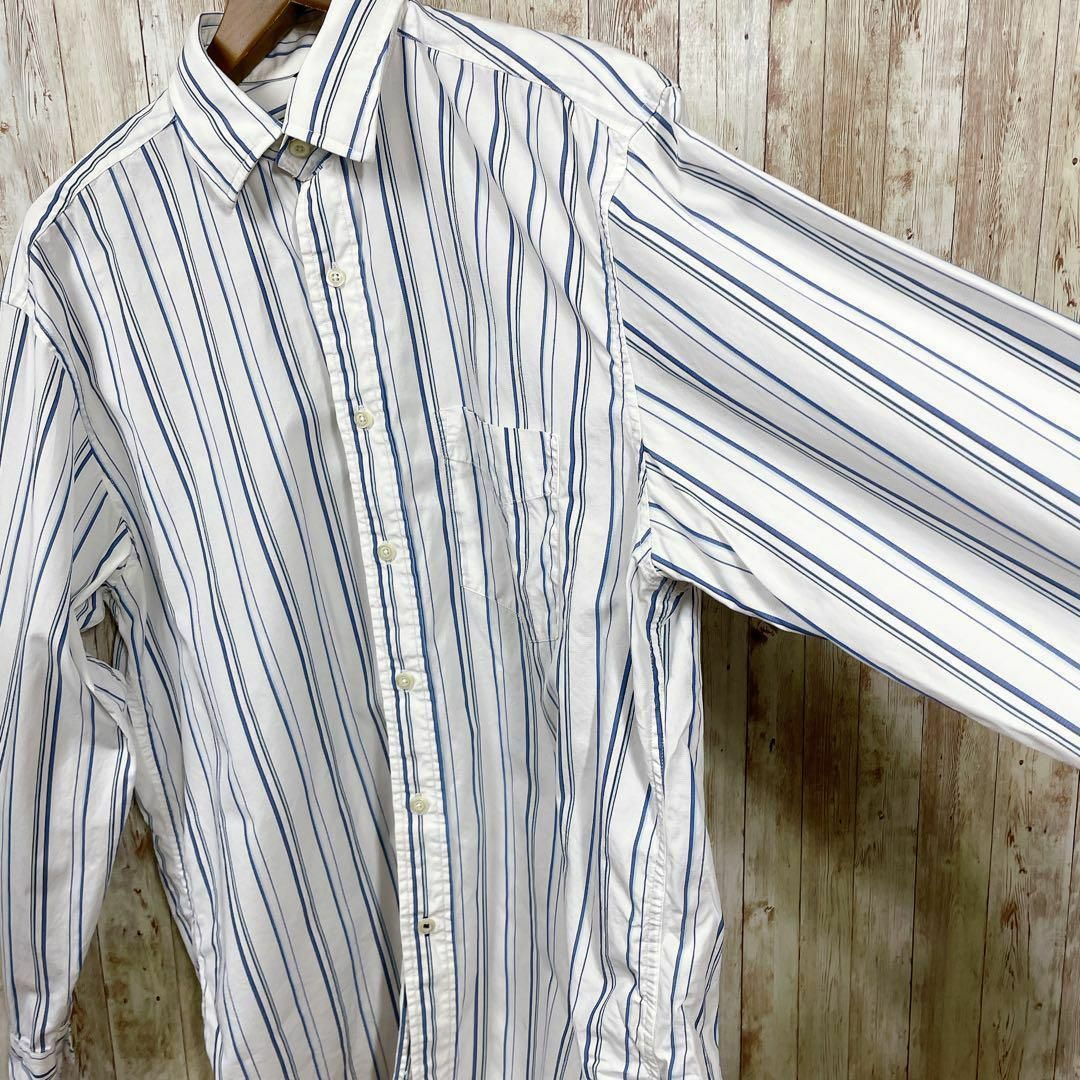 NAUTICA(ノーティカ)のノーティカ　NAUTICA　オーバーサイズＬ　青白ストライプ　薄手シャツ　古着 メンズのトップス(シャツ)の商品写真